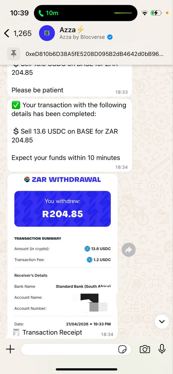 a little bird told me that a lot of persons will be traveling to South Africa from Nigeria for Blockfest, so here’s something interesting

You can use <a href="/useazza/">Azza⚡️</a> to pay for anything in SA, you can also use it to get cash at the Airport by sending funds directly to an SA account