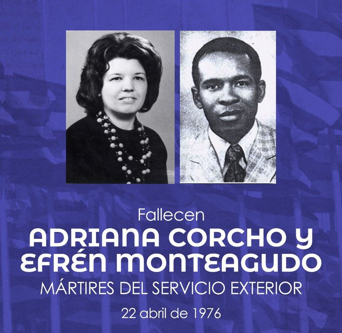 Aniversario 50 en que perdieron la vida en un criminal atentado terrorista a la Embajada de Cuba en Portugal los diplomáticos cubanos Adriana Corcho y Efrén Monteagudo. #NoAlTerrorismo