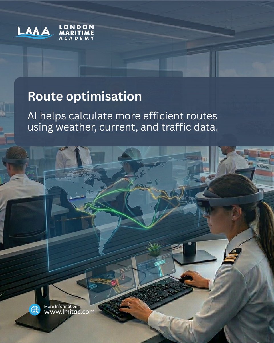 LMAUKTraining's tweet photo. Maritime AI isn't coming, it's already deployed across the global fleet. Predictive maintenance, route optimisation, autonomous navigation. The question isn't whether your crew will interact with these systems. It's whether they'll understand them. https://t.co/tDSmMpv1t4