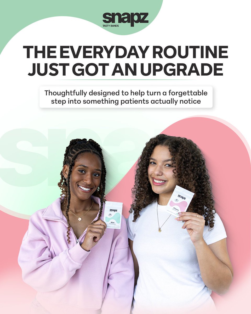 Snapztastybands's tweet photo. The everyday orthodontic routine just got an upgrade. ✨

Snapz Tasty Bands. Turning a forgettable step into something patients actually notice and stick with. 🍒🌿

#SnapzTastyBands #OrthoLife #EverydayUpgrade https://t.co/Y35JIJpqUD