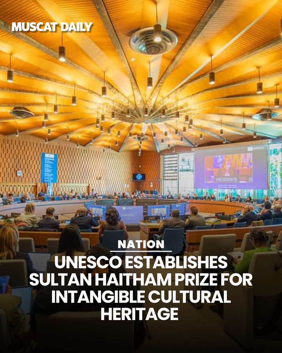 muscat_daily's tweet image. UNESCO has launched the Sultan Haitham Prize to honour global efforts in safeguarding intangible cultural heritage. This award celebrates Oman’s commitment to preserving traditions and fostering international peace and cultural dialogue.
#Oman #UNESCO #SultanHaithamPrize