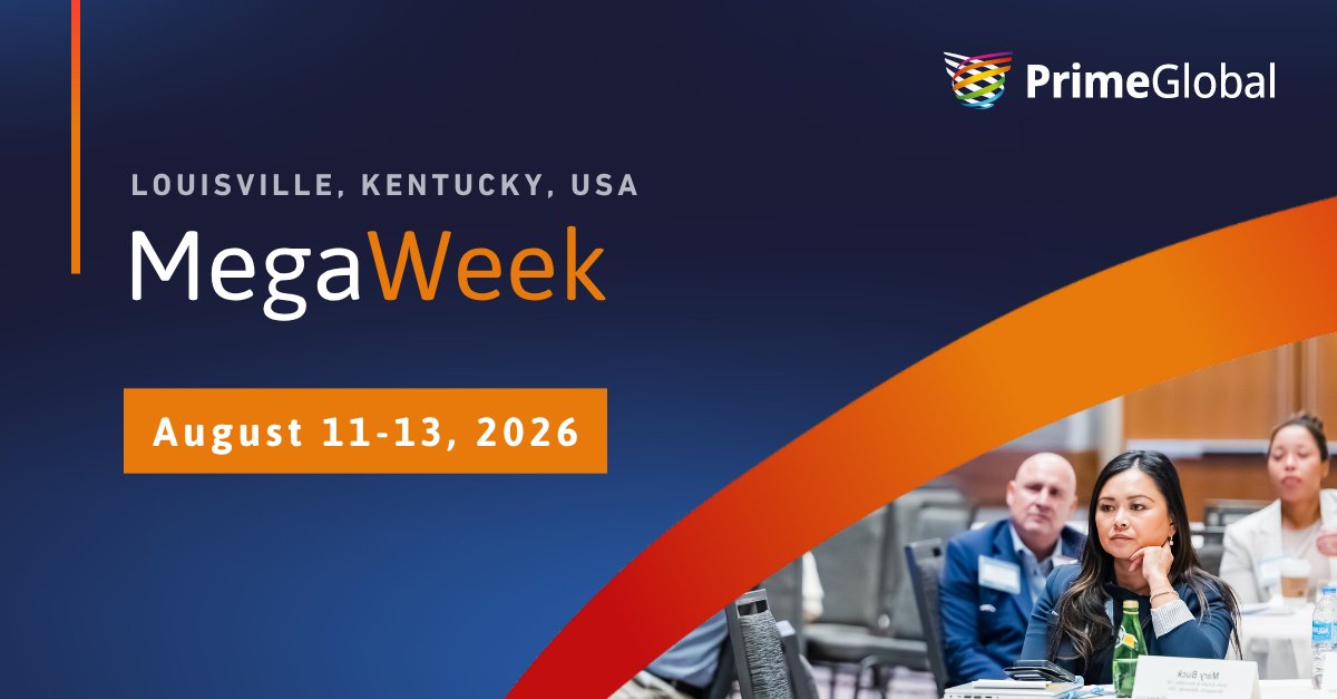 PrimeGlobalAcct's tweet photo. Get ready for MegaWeek 2026!

Join us in Louisville, Kentucky from August 11-13 for one of PrimeGlobal’s most dynamic events of the year.

Designed for leaders across HR, Operations, Internal Finance, IT, and Marketing, MegaWeek brings together 100+ professionals for:
✨ Practical, real-world insights
💬 Peer-led discussions and workshops
🌍 Open dialogue on the latest practice management trends
🤝 Meaningful networking with peers and industry experts

Whether you're a CHRO, COO, CFO, CIO, CMO, or part of the team driving your firm forward, this is your space to learn, connect, and lead.

📅 Registration opens soon! In the meantime, check out the event webpage: https://t.co/Aqw736oH51

#PrimeGlobal #MegaWeek2026 #Leadership #PracticeManagement #ProfessionalServices #Networking #Growth