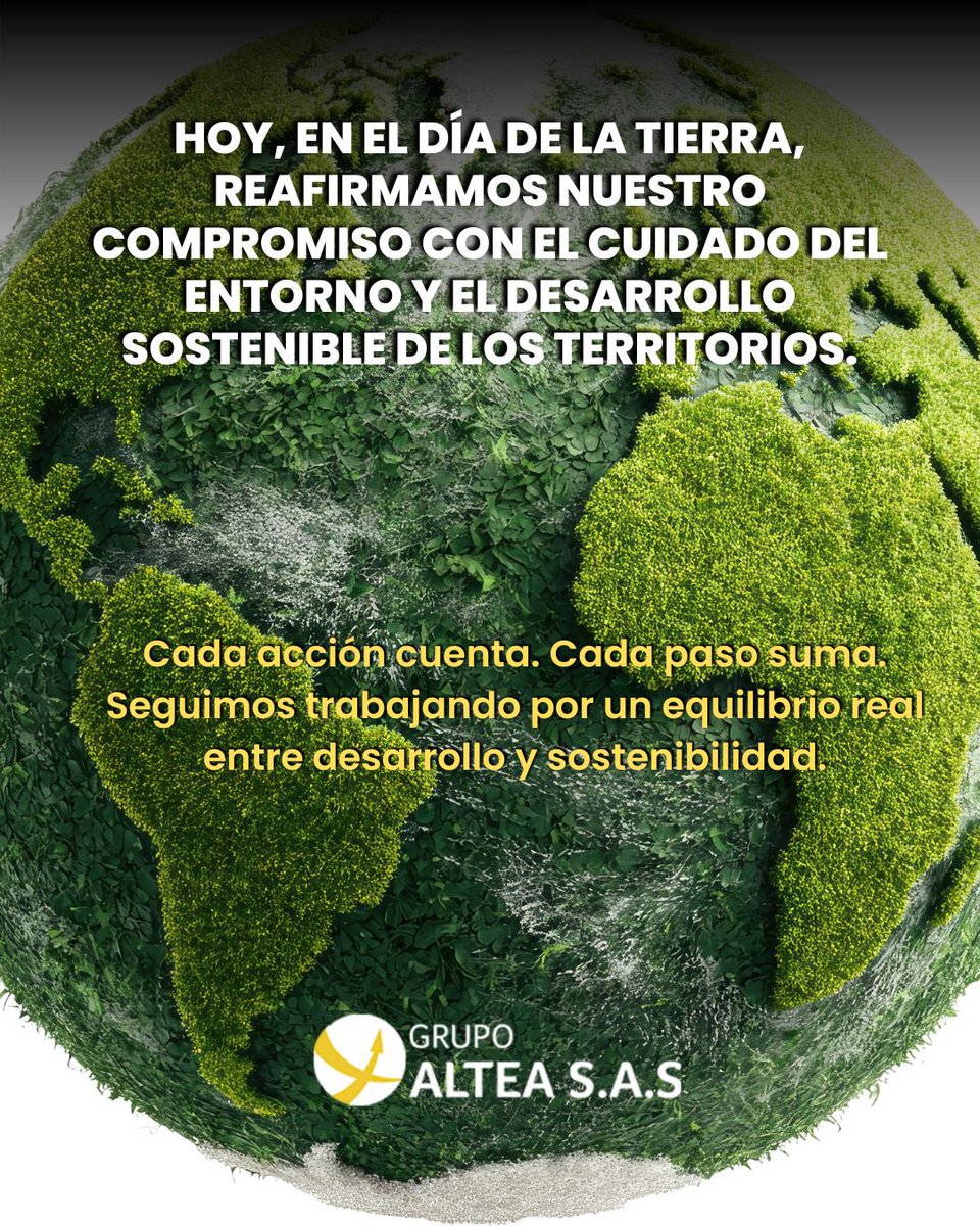 Altea_Grupo's tweet photo. La Tierra no es solo el lugar donde operamos, es el territorio que nos conecta, nos sostiene y nos da futuro.

En Grupo Altea trabajamos cada día por una minería responsable, donde el desarrollo va de la mano con el cuidado del entorno y el respeto por las comunidades.

Hoy reafirmamos nuestro compromiso: hacer las cosas bien, con conciencia, con propósito y pensando en las generaciones que vienen.

🌱 Porque proteger la Tierra también es construir país.