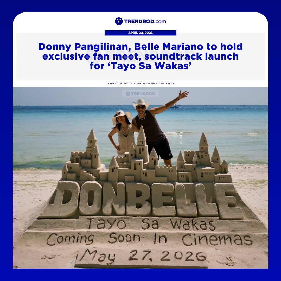 Donny Pangilinan and Belle Mariano will be holding an exclusive fan meeting and sountrack launch event for their upcoming movie 'Tayo Sa Wakas' next month.

Full story in the replies section.

#DonnyPangilinan • #BelleMariano • #TayoSaWakas • #DonBelle