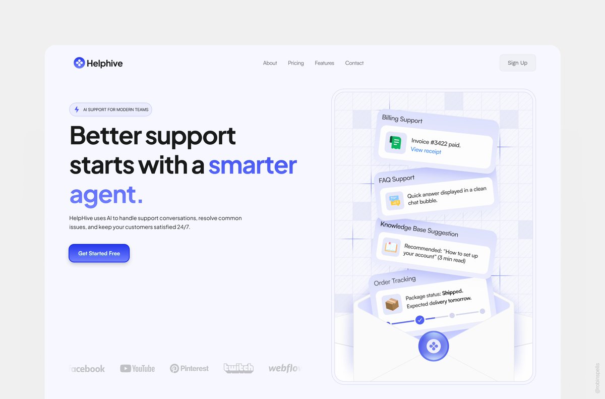 robinspells's tweet image. Hero design in blue🟦

#webdesign #saas #uiux