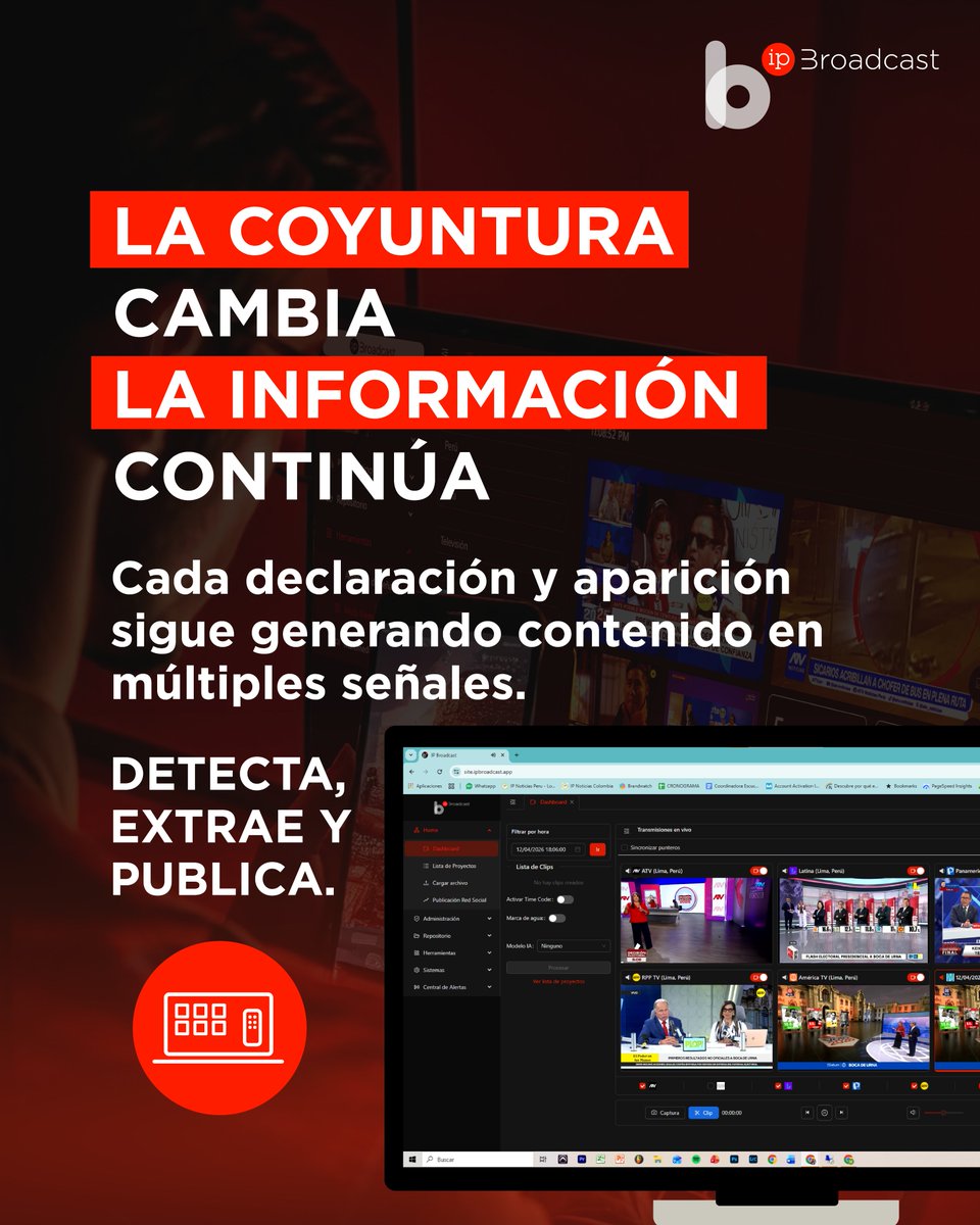 ipbroadcast_'s tweet photo. La coyuntura cambia.
La información continúa.

Con @ipbroadcast_, cada señal se convierte en contenido útil: detecta, extrae y distribuye en tiempo real.

👉broadcast@intellplat.com

#ipBroadcast #ContenidoInteligente #InformaciónEnTiempoReal #LATAM #Perú https://t.co/nJGkj3mczA
