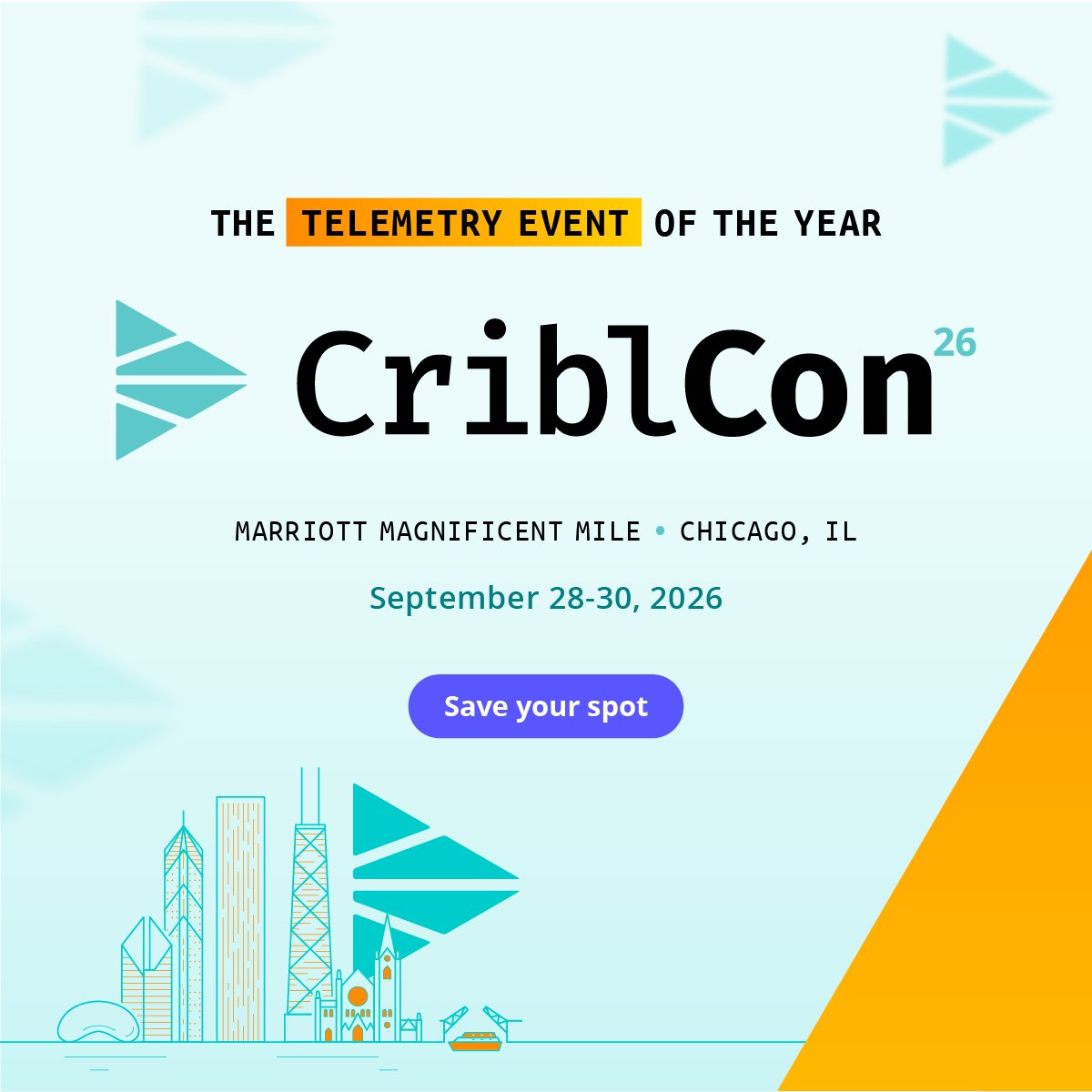 #CriblCon 26 call for papers is OPEN!

We want YOUR stories about how you use Cribl in the real world. Show us how you've tackled massive data growth, prepared for #AI, or empowered your IT and Security teams with greater choice, control, and flexibility: bit.ly/4e3jHUs