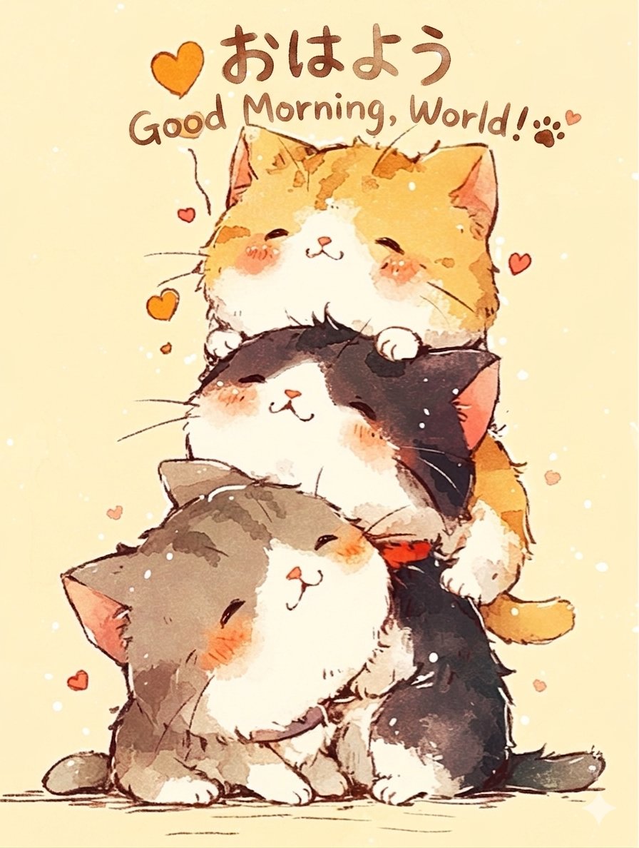 おはにゃ〜
今日もやさしくスタートしよっ🐾
Stacked with happiness ☀️🐾