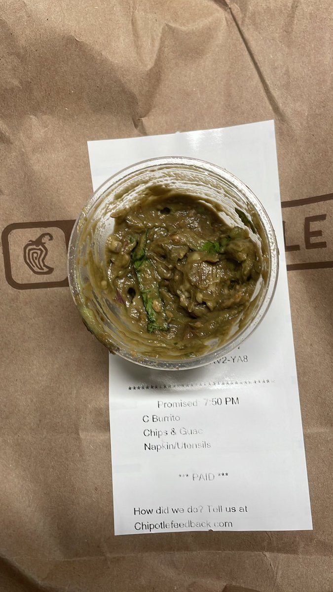 freebeerAustin's tweet image. Was going to save 1/2 my chips and guac from #chipotle last night for lunch, but it def went bad. (Was in the fridge overnight) it woke me up at 2 am running to the bathroom 🚽 #badguac