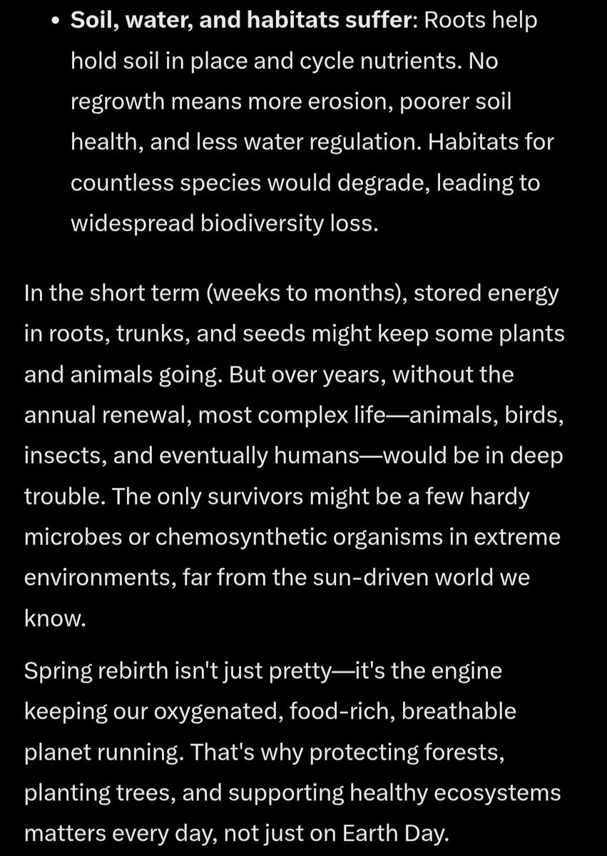 HEIS_Tswvlis's tweet image. Grok: It's #good to #see the #trees, #shrubs, &amp;amp; #groundcovers #reborn during the #Spring. What would happen to #life on #Earth if they didn't reborn every Spring? (2 of 2)

#HAPPY #EARTHDAY

4/23/2026
