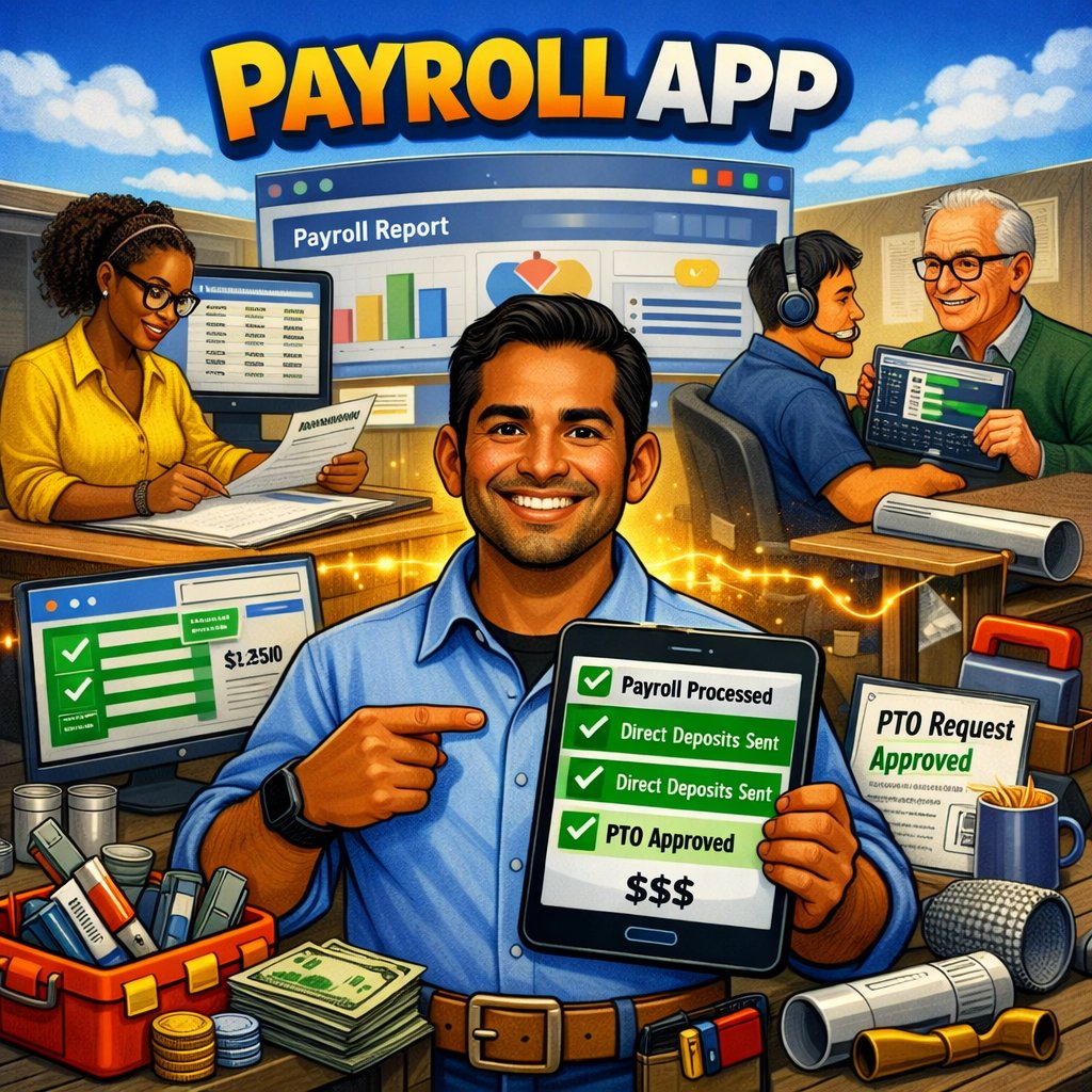 AIAILLC's tweet image. Stop wrestling with spreadsheets. The Payroll App runs independently or syncs with all your CRM apps for clean, automated payroll. Buy now at automateai56.gumroad.com/l/llcjeq #payroll #payrollsoftware #contractorpayroll