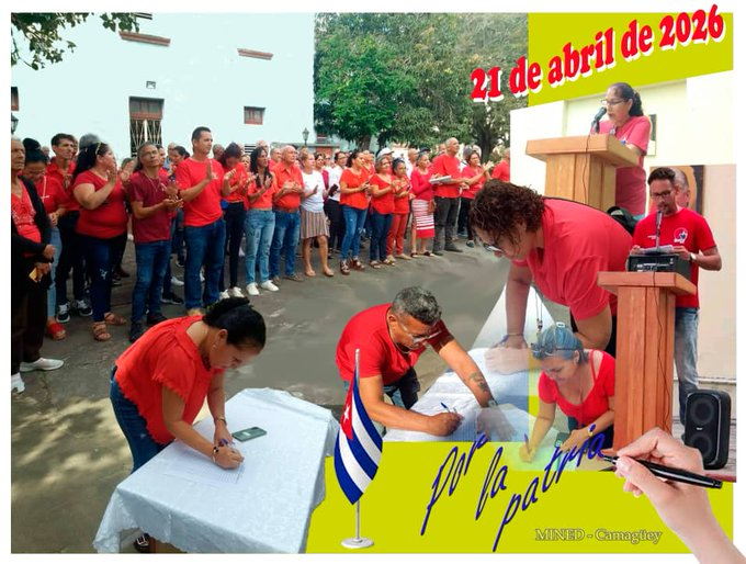 Los trabajadores de la Dirección General Provincial de Educación reafirmamos nuestro compromiso de defender a nuestra Revolución, el Socialismo y nuestra Patria, al precio que sea necesario. #MiFirmaPorMiPatria. #CubaMined.#LaPatriaSeDefiende.