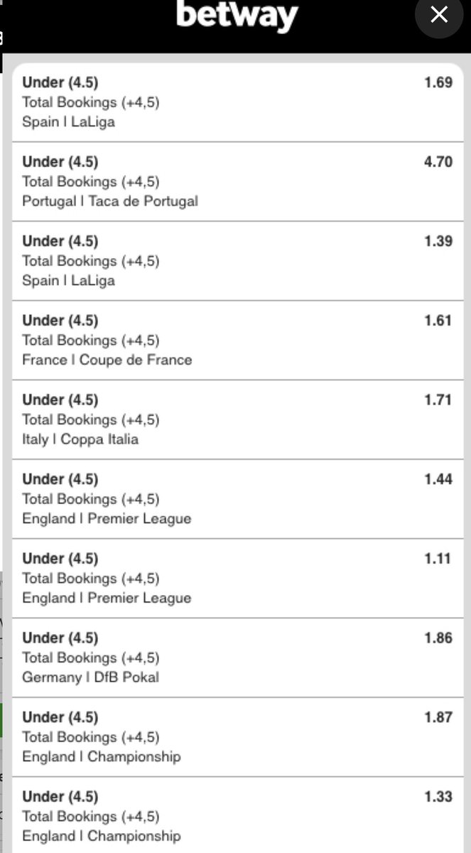 AyandaButhelezy's tweet photo. Combination of:

Under 4.5 bookings and Over 0.5 goals. 

2,3k odds
Code: BW501EF228 https://t.co/5QpuScFFNR