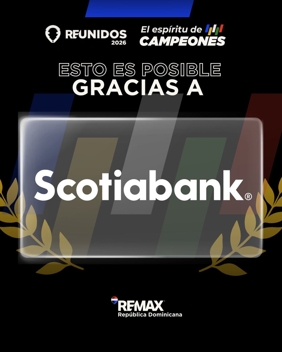 Las grandes metas requieren aliados sólidos 🏦

✨ En REUNIDOS 2026, celebramos la fuerza de trabajar junto a quienes comparten nuestra visión de éxito.

¡Gracias @scotiabankdo por impulsarnos a llegar más lejos y ser parte de este equipo! 🏅📈

#Reunidos2026 #EspirituDeCampeones