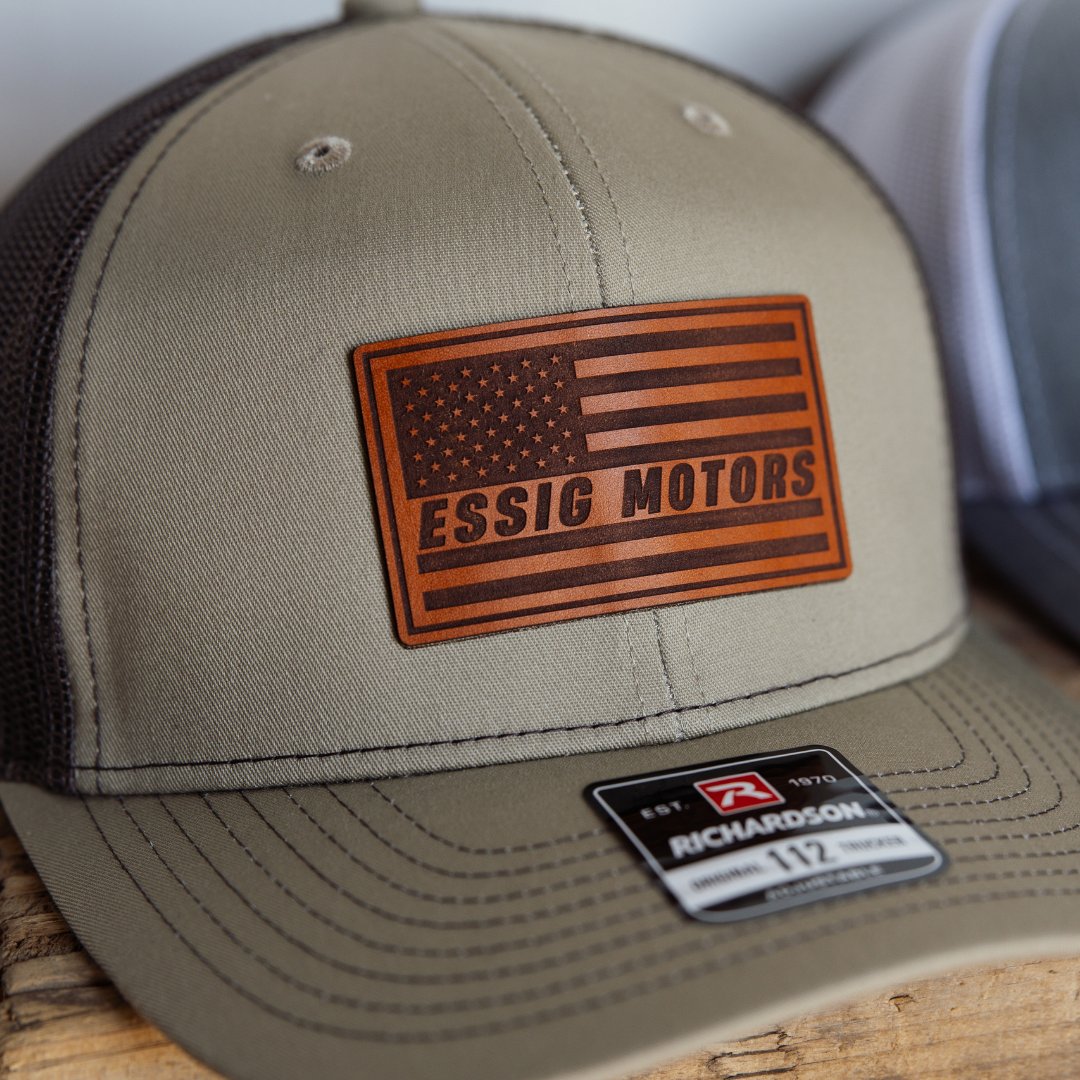 TheAgSwag's tweet photo. We are proud to share our partnership with Essig Motors! We got the chance to help them create two different hats, with a custom leather patch for their dealership. This was a fun project to work on, helping them design the patch and create the hats. https://t.co/BX9XoHkM1s