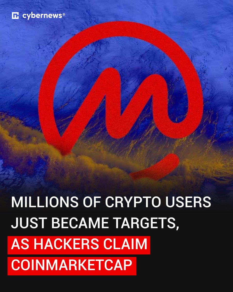 Cybernews's tweet image. A hacker claims to be selling tens of millions of CoinMarketCap user records: cnews.link/coinmarketcap-…

#crypto #hack