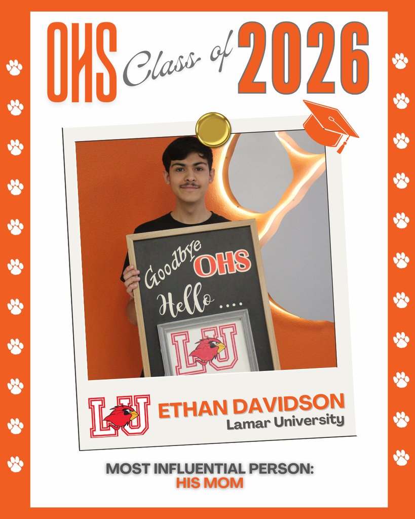 Orangefield_ISD's tweet image. Senior Spotlight - OISD will be featuring our OHS Class of 2026 throughout the remainder of the school year. Congratulations 2026 Seniors!
@lamaruniversity #WeAreLU #WeBelieve