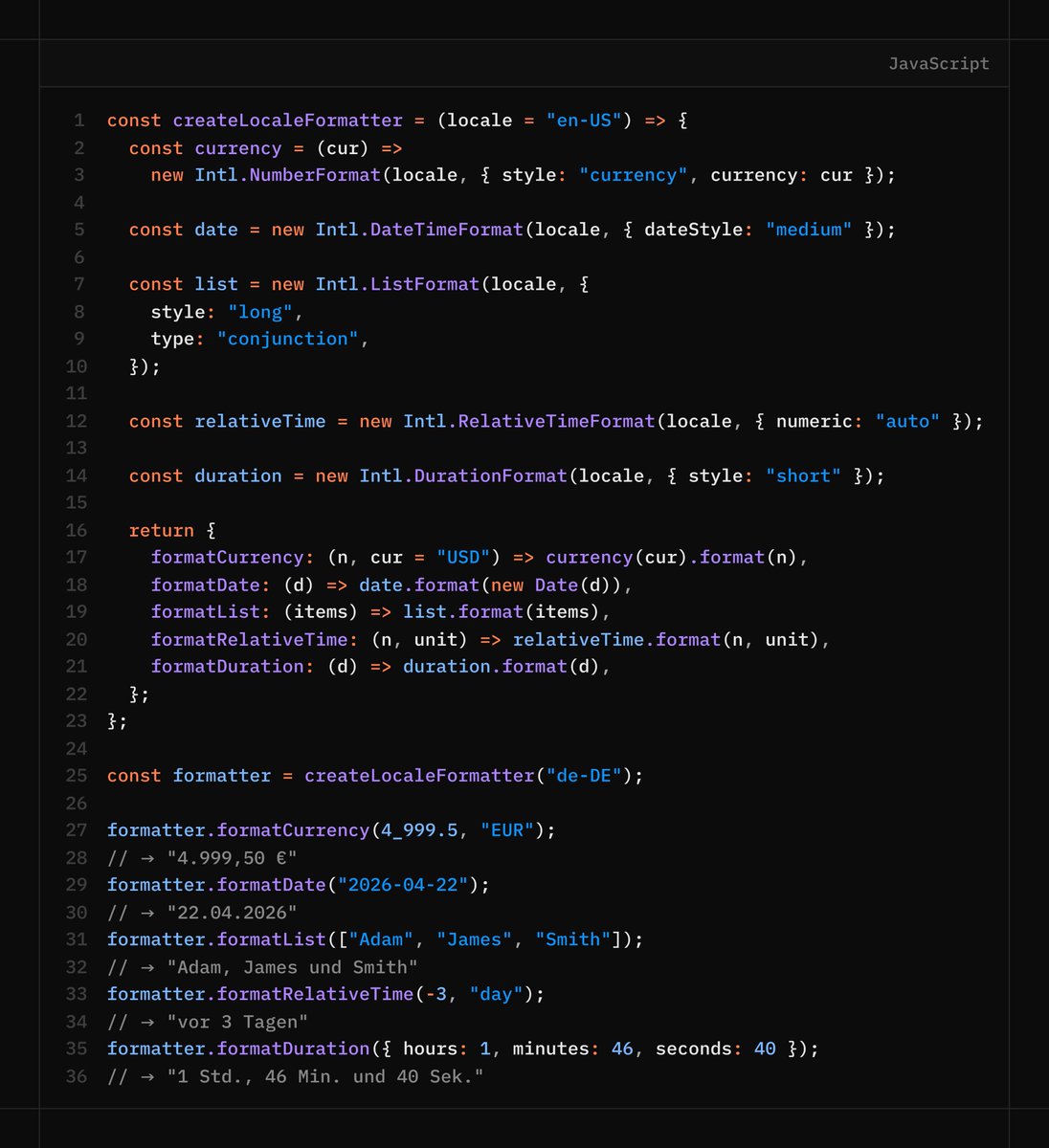KaraBharat's tweet image. ⚡️ The Intl API is quietly one of JavaScript's most powerful features.

#JavaScript