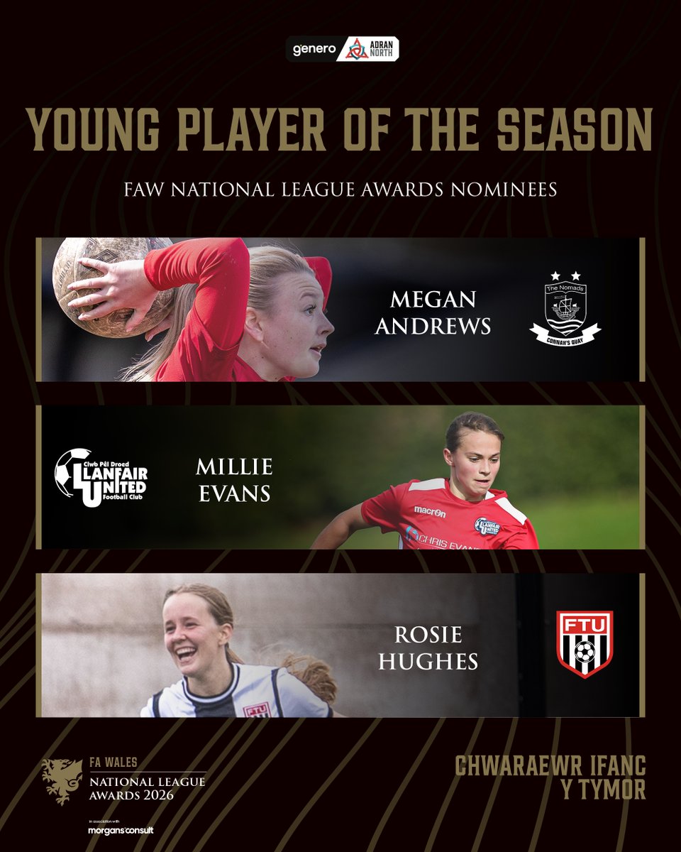 AdranLeagues's tweet photo. The shortlists for the 2025/26 #GeneroAdranNorth Player, Manager &amp; Young Player of the Season are here! 🙌

Voting closes at 5pm on Monday 27 April 🗳️

The winners will be announced at the #FAWNationalLeagueAwards on Saturday 16 May 🏆