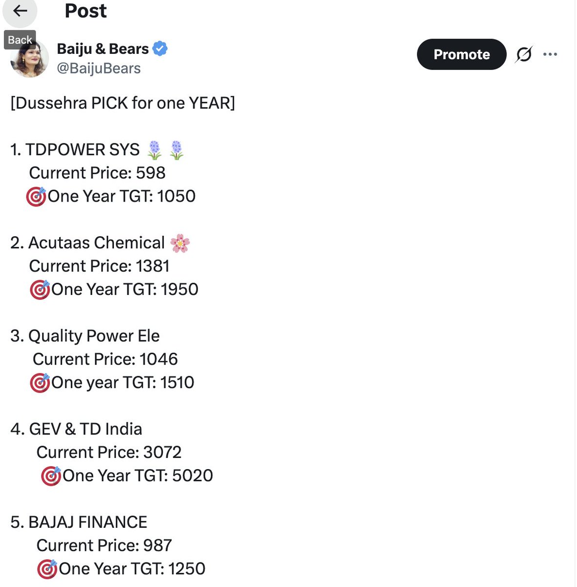 BaijuBears's tweet image. [Dussehra Pick]

TD Power - Target HIT 

Current Price: 1060
Flashed : 598
Target: 1050++

💰 Our Desk Target Hit 💰

1. HH on Weekly chart
2. Parabolic Move on Chart
3. Close above MA 
4. MA Plot reversal with volume 
5. Next Upside: 1340++

#tdpower #stocktobuy #breakoutstock