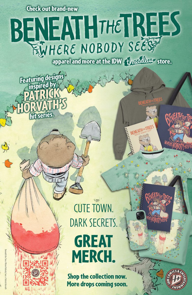 IDWPublishing's tweet image. Killer threads is about to take on a whole new meaning. 🐻🔪🩸

The murderous bear, #Samantha from #BeneathTheTreesWhereNobodySees now has #merch!

Display your favorite #horror comic: ow.ly/BFZr50YNKqZ

@bttwnsofficial @patrickhorvath #BTTWNS #IDWDARK #Horror #Comicbook