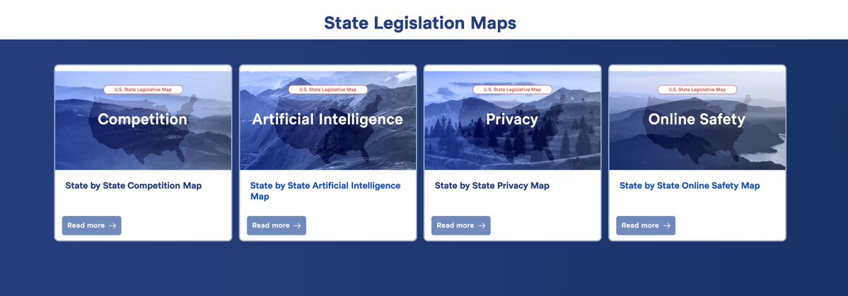 ccianet's tweet image. Our states are active! Throughout the U.S., lawmakers have proposed key legislation covering #AI, #Competition, #Privacy, and #OnlineSafety. Visit CCIA’s state policy center and navigate to our live state maps to see the bills your state has proposed: buff.ly/n3kRkBl