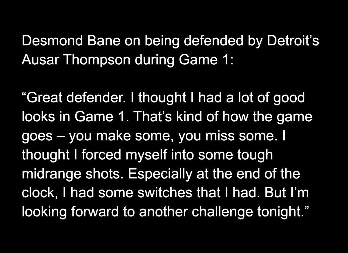 therealBeede's tweet image. After shootaround, #Magic guard Desmond Bane talked about being defended by Pistons’ Ausar Thompson in Game 1:

“Great defender,” Bane said. “I thought I had a lot of good looks … you make some, you miss some. … I’m looking forward to another challenge tonight.”

More: