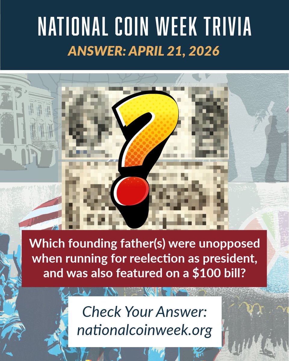 ANACoins's tweet image. Check yesterday's answer! Did you get it right? 👀 Be sure to submit your response by 8:00 a.m. MT each day to be eligible to win the prize! Play #NationalCoinWeek trivia: bit.ly/4dXf7XL Thank you 2026 Sponsor: Osborne Mint #CoinCollecting #Numismatics #America250