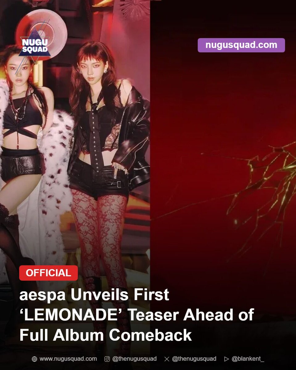 TheNuguSquad's tweet image. 🔗 Read more: nugusquad.com/article/aespa-…

aespa Unveils First ‘LEMONADE’ Teaser Ahead of Full Album Comeback

aespa releases the first teaser for their 2nd full album ‘LEMONADE,’ set to drop on May 29. Here’s what we know so far.

#Official #aespa #aespacomeback2026 #aespa #kpopcome