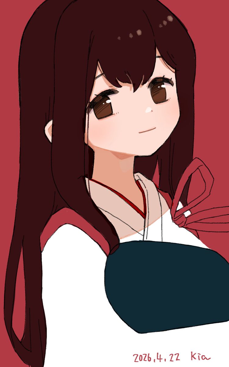 赤城さんです🍙
 #艦これ版深夜の真剣お絵描き60分一本勝負 #艦これ版真剣お絵描き60分一本勝負_20260422