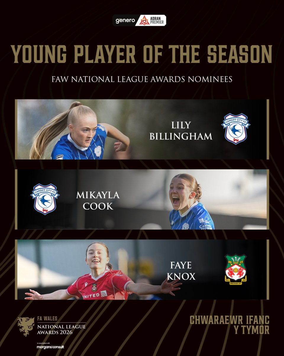 AdranLeagues's tweet photo. The shortlists for the 2025/26 #GeneroAdranPremier Player, Manager &amp; Young Player of the Season are here! 🙌

Voting closes at 5pm on Monday 27 April 🗳️

The winners will be announced at the #FAWNationalLeagueAwards on Saturday 16 May 🏆