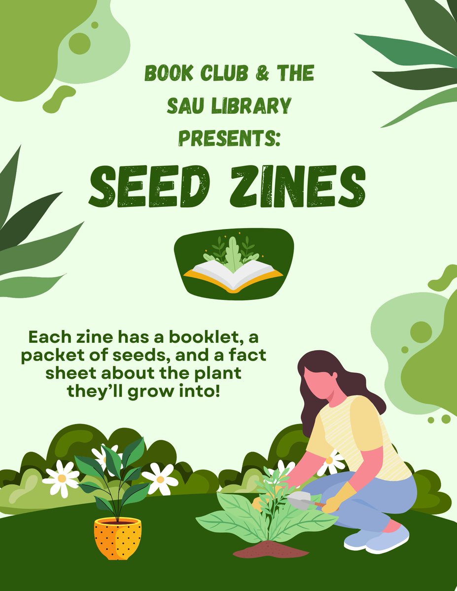 SAULib's tweet photo. Get some Seed Zines!! 🌱📚
🌷🌻🌼Stop by the @SAULib booth at the Sustainability Fair - TODAY, Rogo Patio , 11:30-1:30 🌎 cc @SAUSustain https://t.co/bWp4PQWsPL