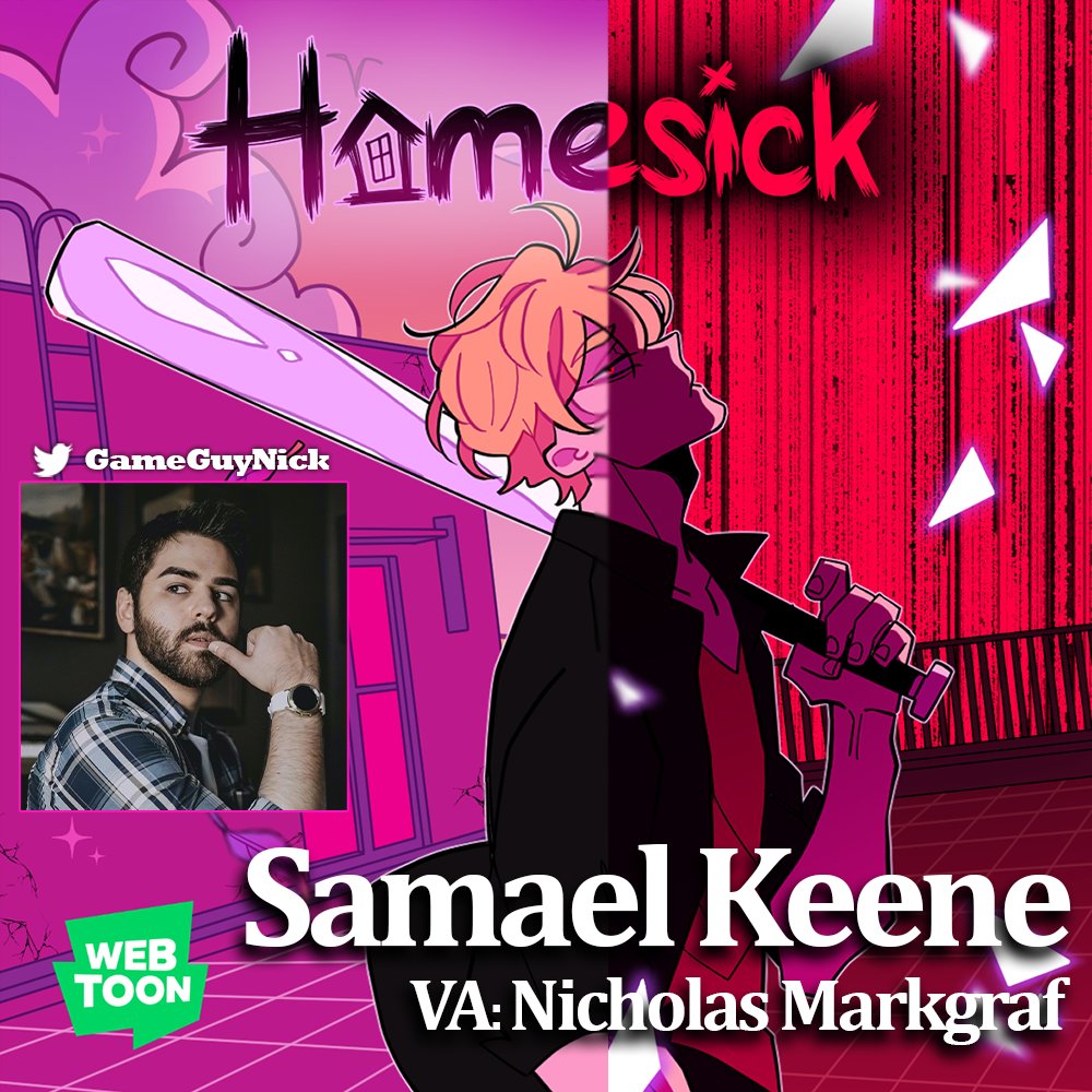 "Hey..Wake up..." 🔪 

I’m voice the main protagonist Samael Keene in <a href="/webtoonofficial/">WEBTOON</a>’s animated comic series Homesick!

Samael’s a complicated guy, and bringing him to life in this format has been a great time. Thank you to <a href="/StorycoHQ/">StoryCo</a> for having me on!