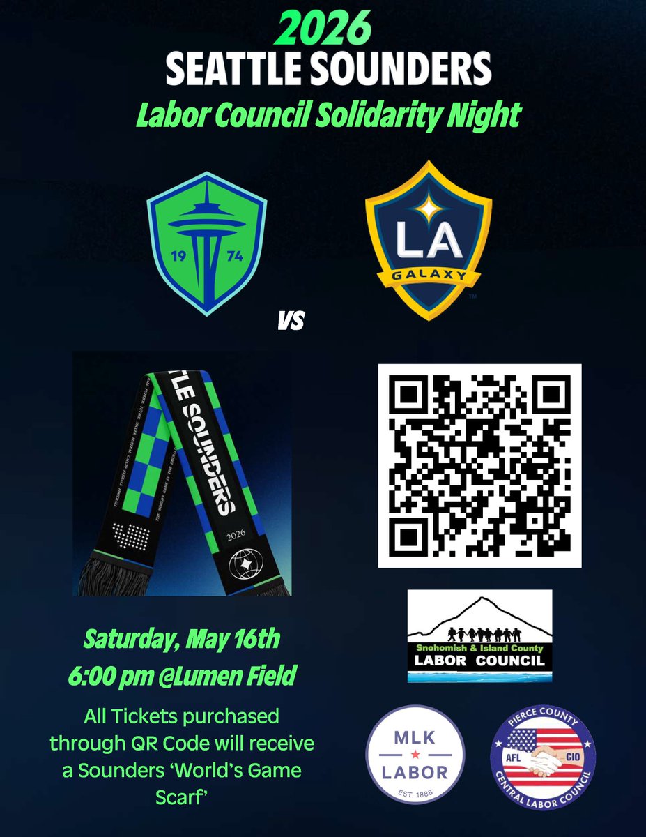 SMARTLocal66's tweet photo. Join @SMARTLocal66 for Union Solidarity Night as the Seattle Sounders FC take on the LA Galaxy!

Get Your Tickets HERE:
https://t.co/emppluv5O7

#sounders #unionsolidarity #smartunion #smartnwrc #smartlocal66 #smw66 #wwsmjatc https://t.co/F3fhzW6BDJ