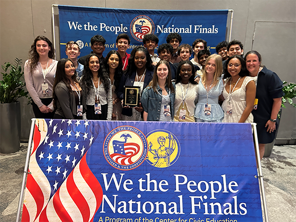 CTDemocracyCtr's tweet photo. 🏆🏅CT State Champs Trumbull High School shined at the "We The People" National Competition last week! The team, coached by teacher Katie Boland finished 8th overall and earned top prize for highest cumulative scores for testimony on Unit 4 of the We The People curriculum. #CTDC https://t.co/vCOP0FuzuL