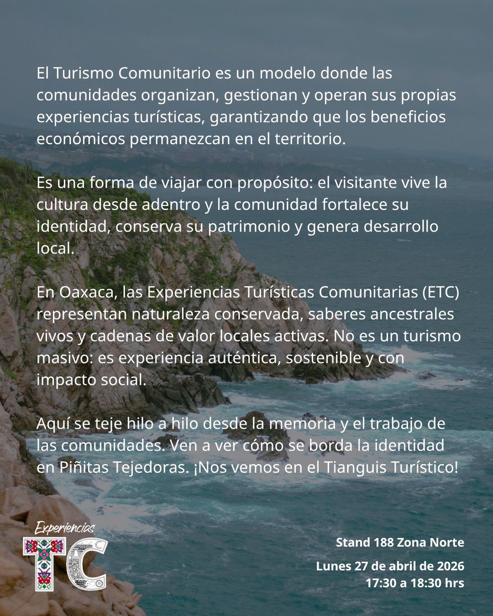 SECTUR_mx's tweet image. ¿Sabes qué hay detrás de un traje de Flor de Piña? 🍍 

Las tejedoras de la Isla Soyaltepec, #Oaxaca, convierten hilos en arte, cultura, tradición e historia que puedes conocer a través de una #ExperienciaTuristicaComunitaria. 🧵

Ven a su demostración en el Pabellón de Turismo