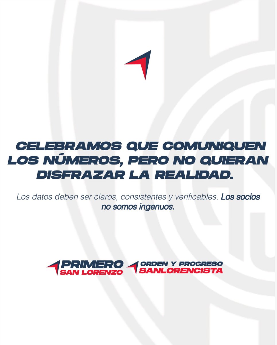 primerosanlore's tweet photo. El informe presentado por la actual dirigencia deja claro que, para volver a ser un club normal y con orden económico, no alcanza sólo con comunicar: hace falta coherencia, seriedad y sentido común.

Es increíble cómo subestiman a los socios presentando datos que no resisten el menor análisis.

¿Se recuperó la operatividad?
¿Cuándo se había perdido? ¿Qué cuentas bancarias se recuperaron?
Hoy el club sigue con embargos y hasta existe un pedido judicial al BCRA para el congelamiento y la inmovilización de fondos.
¿De qué normalidad hablan?

¿Se bajó el pasivo en USD 5.796.000 sin tomar deuda y además aumentando el déficit?
Salvo que haya intervenido un milagro, eso es imposible desde cualquier lógica contable.
¿Se incrementó un 40% el presupuesto del fútbol profesional, generando más déficit (reconocido por ellos mismos), y aún así "bajaron" el pasivo? No cierra por ningún lado.

¿Con qué fondos se incorporaron 8 jugadores?
¿Cuáles son los recursos reales del club que financiaron eso?
¿Qué recursos propios permitieron la supuesta reducción del pasivo, en un club que no los genera?

Celebramos que comuniquen los números.
Lo que no vamos a aceptar es que intenten disfrazar la realidad.

Los socios no somos ingenuos.
Necesitamos datos claros, consistentes y verificables.

El 30/5 se termina el relato.
Y empieza el mandato.