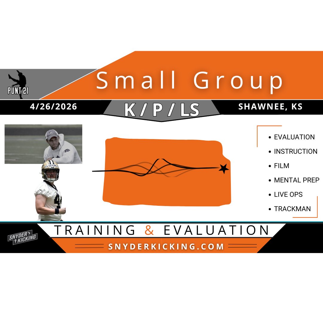 punt_21's tweet photo. REMINDER: 

FREE group session on 4/26 if you attend the 4/25 Trackman training.

🔸Verified Data
🔸Personalized Coaching
🔸Goal Setting

4/25 👉 KICKERS 9:00am | P/LS 10:30am | Olathe Northwest HS

4/26 👉 K/P/LS 10:00am | Shawnee Mission Northwest HS 

🔗 https://t.co/XTAoNdAV08
🔗 https://t.co/CyZG349QGn (Group Session)