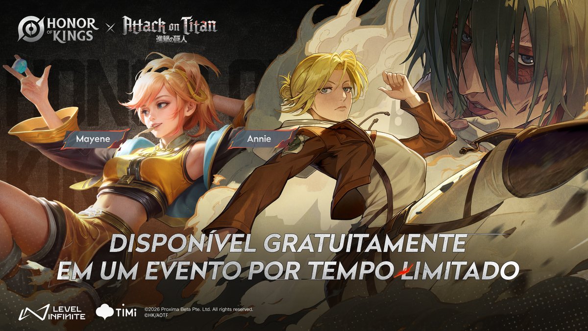 HoK_BR's tweet photo. O visual Annie para Mayene da colaboração Attack on Titan chegará em breve!❄️
A titã fêmea demonstrará sua força no Rift!🌺

#HonorofKings #AttackonTitan #HoKxAttackonTitan #HoK https://t.co/2QkfSEIF7G