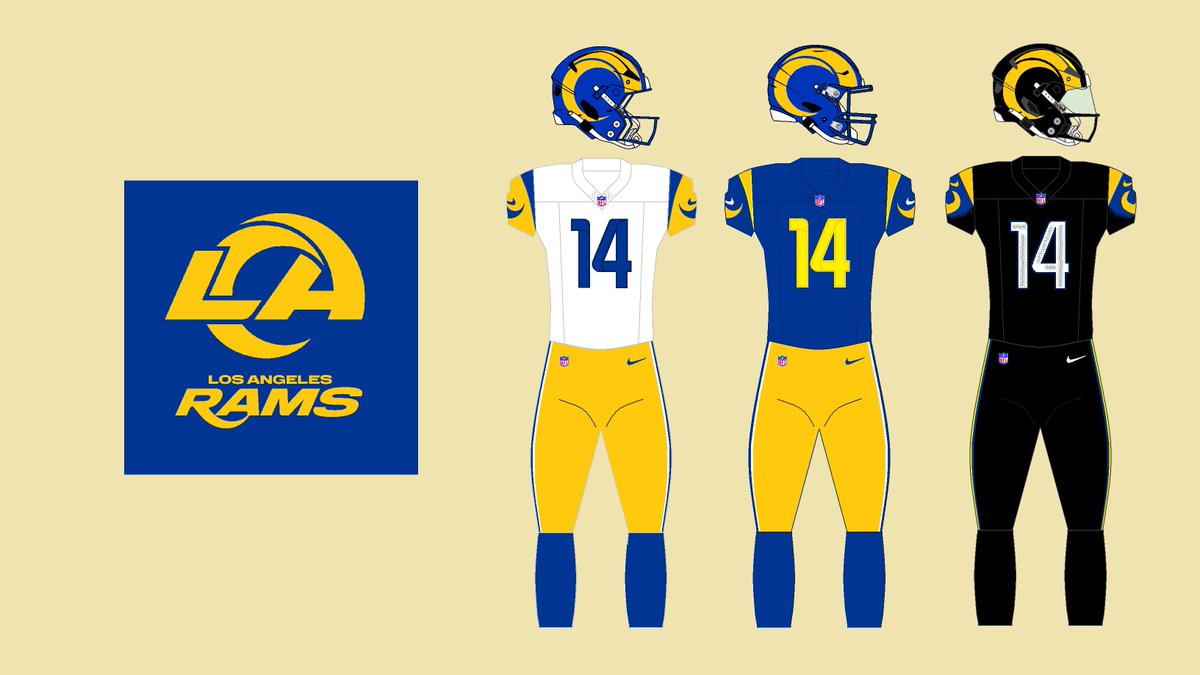 XabiValencia's tweet photo. Los L.A. Rams también ha presentado sus nuevos uniformes para 2026 y siguientes. Esta es mi versión en lámina. https://t.co/T0uHThzm12