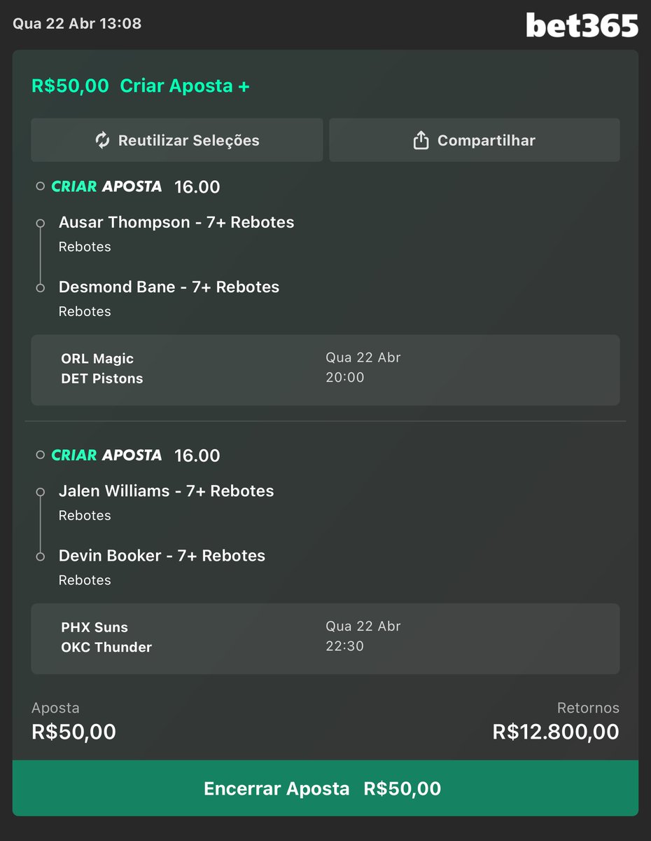 7/7 ⛹️ 7/7 ⛹🏿

ODD 16 x ODD 16 🔥🎯 

Se bater vou sortear R$ 2.800

Link e Requisitos nos comentários!