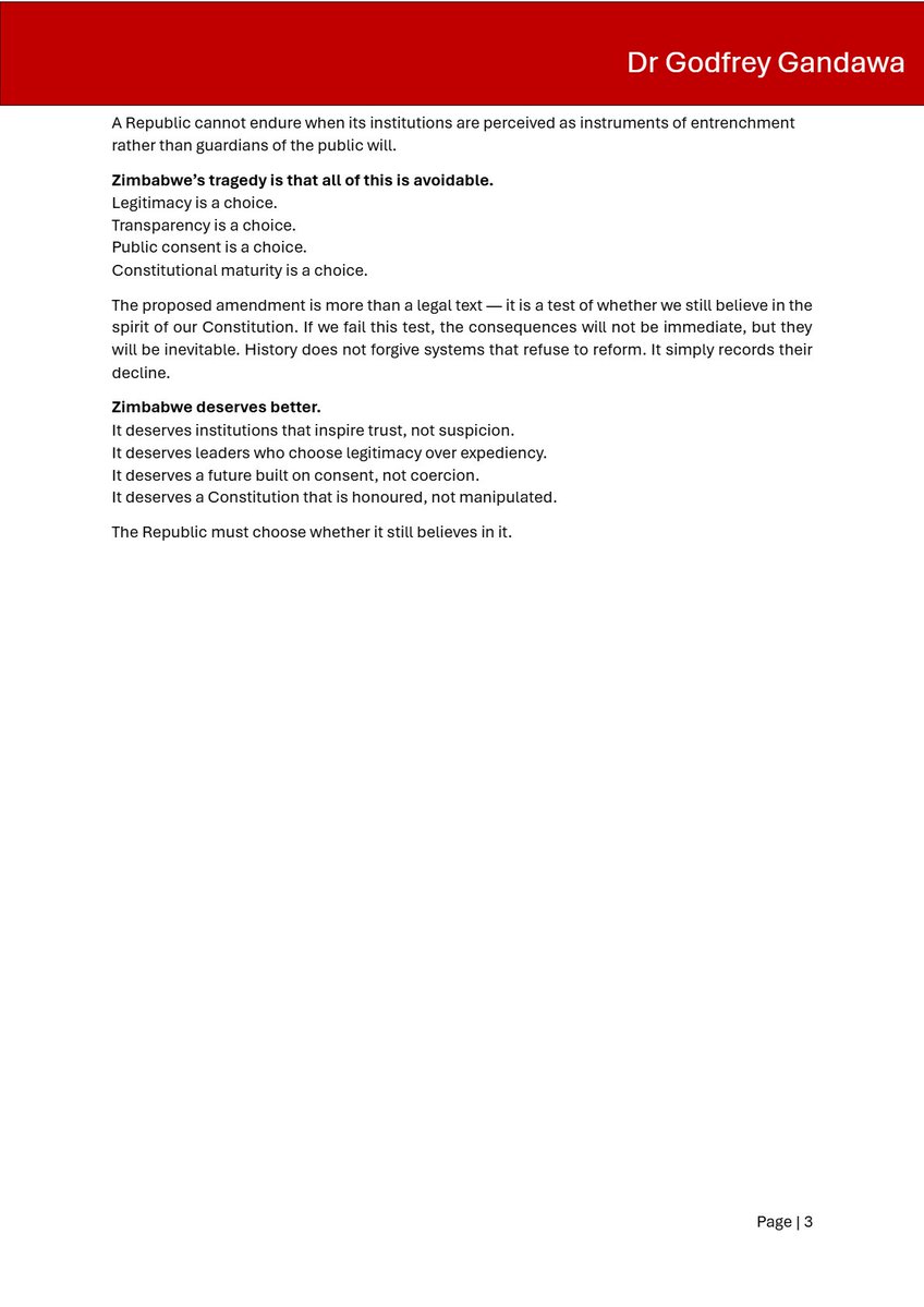 DrGGandawa's tweet image. The real crisis isn’t the amendment — it’s the system that no longer believes in self‑correction. History never spares institutions that resist reform.
 #DrG #GovernanceMatters #Zimbabwe