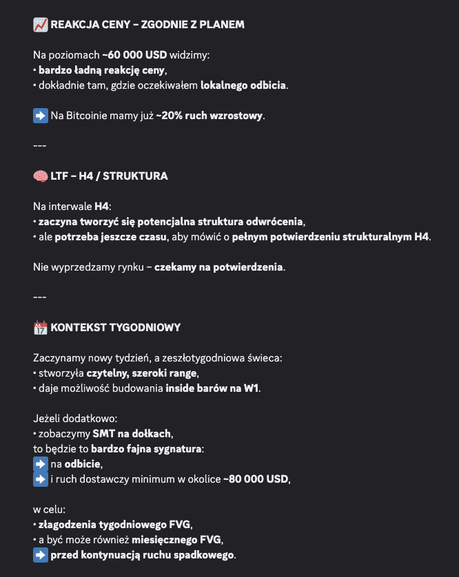 pacholskilukasz's tweet photo. 🚨 PERFEKCYJNIE ZREALIZOWANA ANALIZA → CZAS NA KOLEJNY ETAP
📢 ŻEBY NIE BYŁO ŻE NIE OSTRZEGAŁEM 

Od początku lutego mówiłem jasno:

➡️ BTC → ~80 000$ (HTF)

📊 Najpierw:

➡️ 60 000$ = dołek HTF
➡️ potem scenariusz: wzrosty do 79 400$

📈 Efekt?
➡️ rynek zrobił dokładnie to
➡️ traderzy w Akademii grali zgodnie z biasem
➡️ konkretne wyniki, konkretne longi

📌 To nie był przypadek.

➡️ struktura
➡️ płynność
➡️ HTF

📊 A teraz?
🚨 kolejny scenariusz w grze
➡️ spodziewam się rozpoczęcia spadków
➡️ mocnego, dynamicznego ruchu

📉 Nie korekta.

➡️ czyszczenie rynku
➡️ kapitulacja
➡️ panika

📊 Plan był od początku:
➡️ najpierw wzrosty → 80k
➡️ potem… armageddon
📌 Jesteśmy w punkcie zwrotnym.

➡️ HTF osiągnięte
➡️ pojawiają się pierwsze sygnały

📊 Teraz liczy się jedno:

➡️ potwierdzenie struktury
