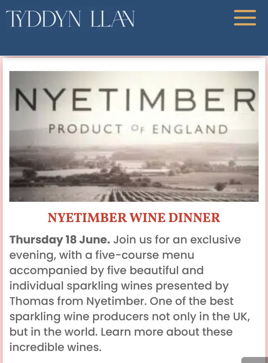 MikeAStevo's tweet image. What a great night the 18th June 2026 is going to be, 5 courses @Garfieldthechef matched with @Nyetimber sparkling wines #TyddynLlan and the FOH team @maria_ganova can’t wait to see the menu #restaurantwithrooms #finedining

Booking by telephone only  01490440264