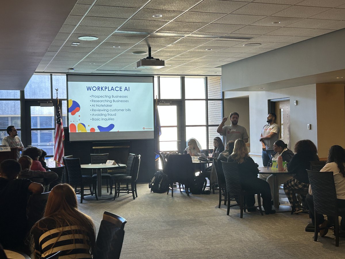 LehighCTI's tweet photo. Representatives from AT&T visited LCTI earlier this month and led a workshop on how to use artificial intelligence in this office. Marketing students were introduced to a variety of AI apps and how to use them effectively. This is how we inquire! #weinquire #oppurtunityahead https://t.co/4cKSgLsV1u