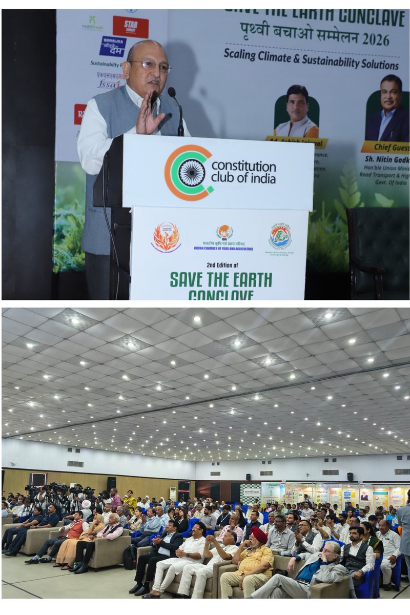 ICFAgri's tweet photo. 🌍Save the Earth Conclave 2026 | New Delhi
On #WorldEarthDay, leaders across policy & industry came together for a sustainable future.
Shri @nitin_gadkari highlighted waste-to-wealth, green fuels & bamboo as growth drivers.
Launch of IASC marks a key step forward.
#icfa #earth https://t.co/s9hWYltLwz