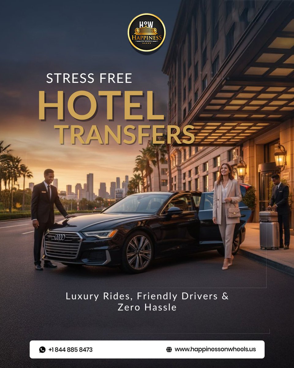 happinesswheel's tweet photo. Stress-free hotel transfers from arrival to check-out 🚗✨ Travel easy, every step of the way.

👉𝐁𝐨𝐨𝐤 𝐍𝐨𝐰!
🌐https://t.co/h0Za8p9UXX
➡️𝐂𝐨𝐧𝐭𝐚𝐜𝐭 𝐔𝐬 ⤵
☎️+1 844 885 8473
📧contact@happinessonwheels.us
🌐https://t.co/UR6jYtJj30

#HappinessOnWheels https://t.co/dz47dkOwmd