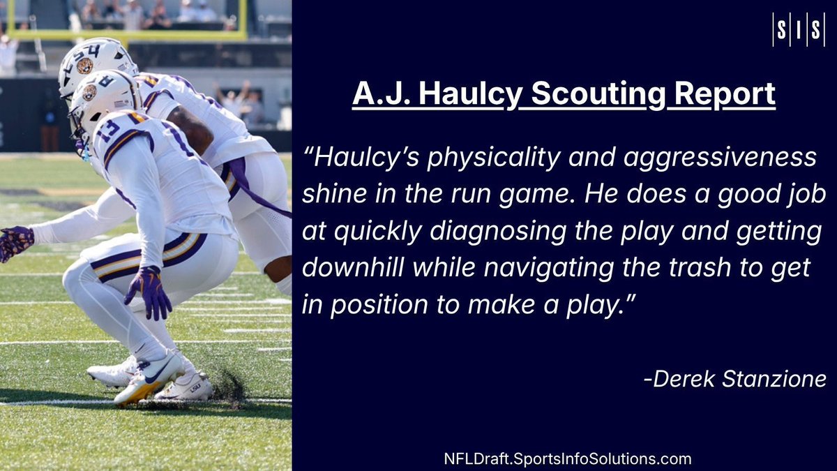 football_sis's tweet photo. What does LSU S A.J. Haulcy bring to a team❓️ 

@D_Stanz22 shares his thoughts💪 

@LSUfootball 

Check out the full report🔽 
https://t.co/JnAA7HfG8v

New reports being added constantly‼️ 

#NFLDraft2026 https://t.co/WShtRg1LC4