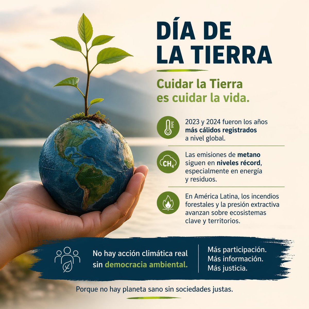DraLanger's tweet photo. Cuidar la Tierra es una decisión sobre cómo queremos vivir. Hablar de ambiente es hablar de derechos, de justicia ydignidad. En tiempos de crisis, defender el ambiente es defender la posibilidad de un futuro. No hay planeta sano sin sociedades justas
#DíaDeLaTierra https://t.co/dFna6cuEkM