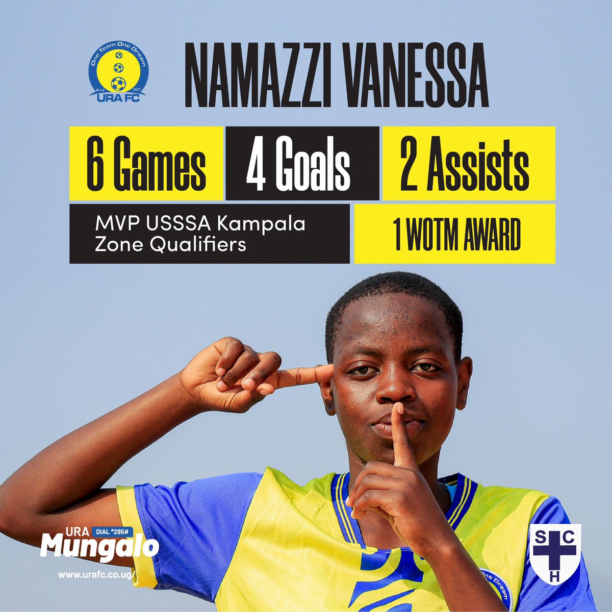 URAFC_Official's tweet image. #WCW: Assistant skipper Vanessa Namazzi is cooking up a storm 🔥💛

6 games. 4 goals. 2 assists.
Big moments, big impact and an MVP during school games to crown it 👑

She’s not just leading… she’s delivering. 

#URAFC #URAFCLadies #OneTeamOneDream
